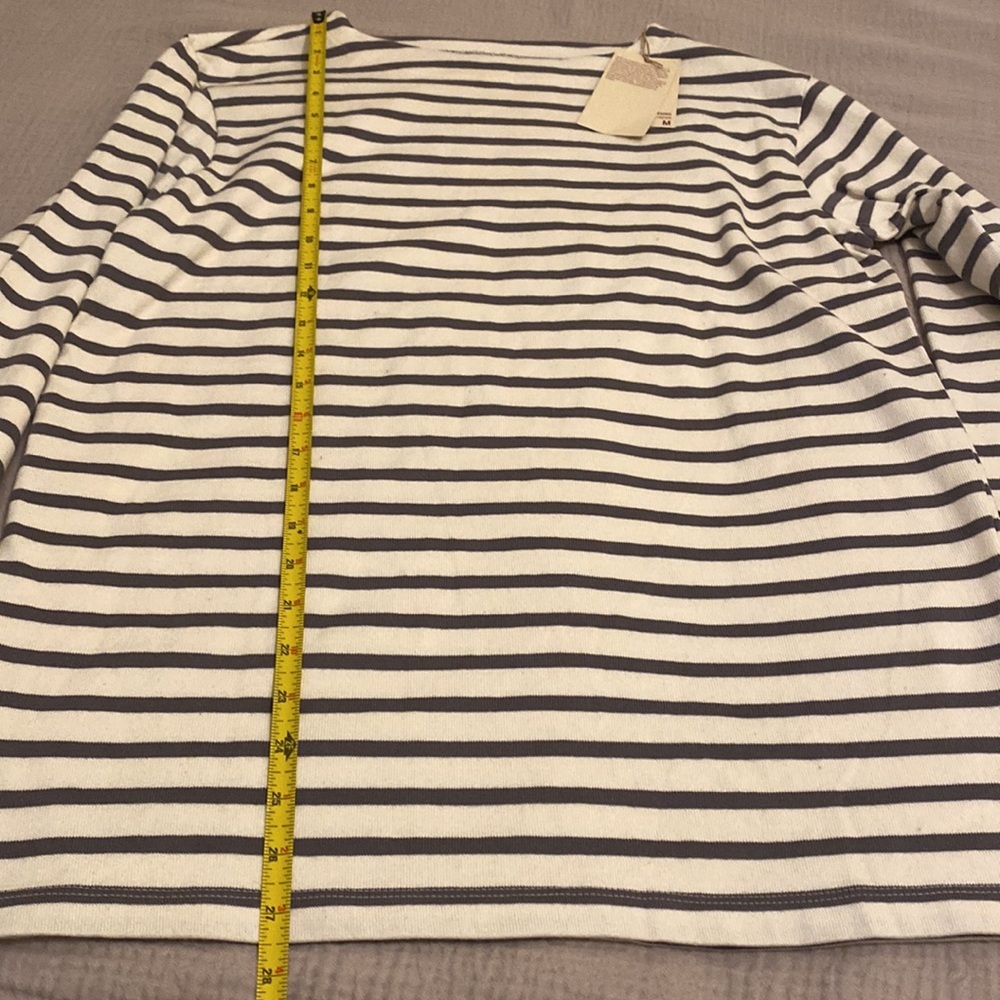 Muji Beiat neck Striped Long Sleeve Shirt. Heavy weight . Size M - Picture 5 of 7